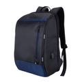 Black and blue backpack on a white background
