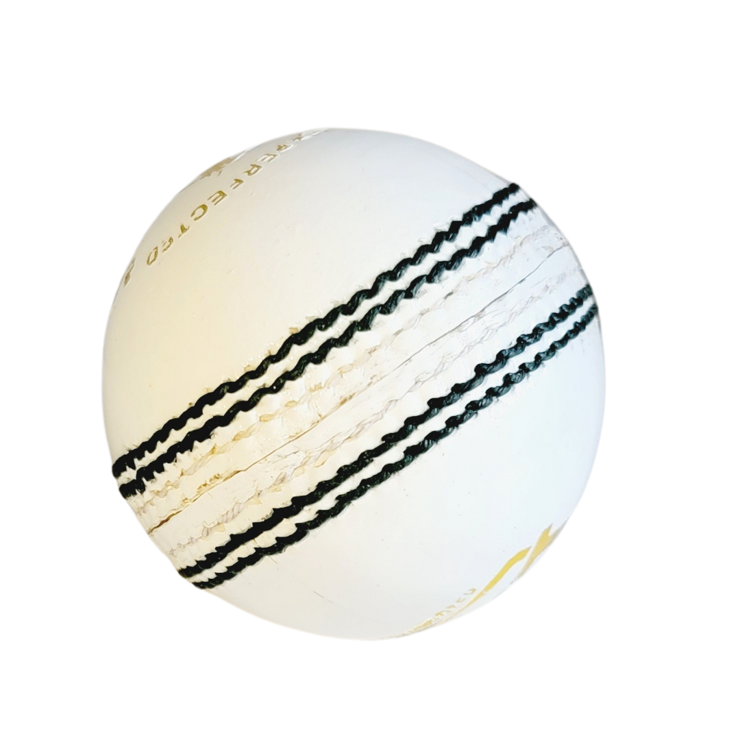 Crafted for excellence, the PNARRA white four-piece leather cricket ball offers superior durability and control for professional matches.