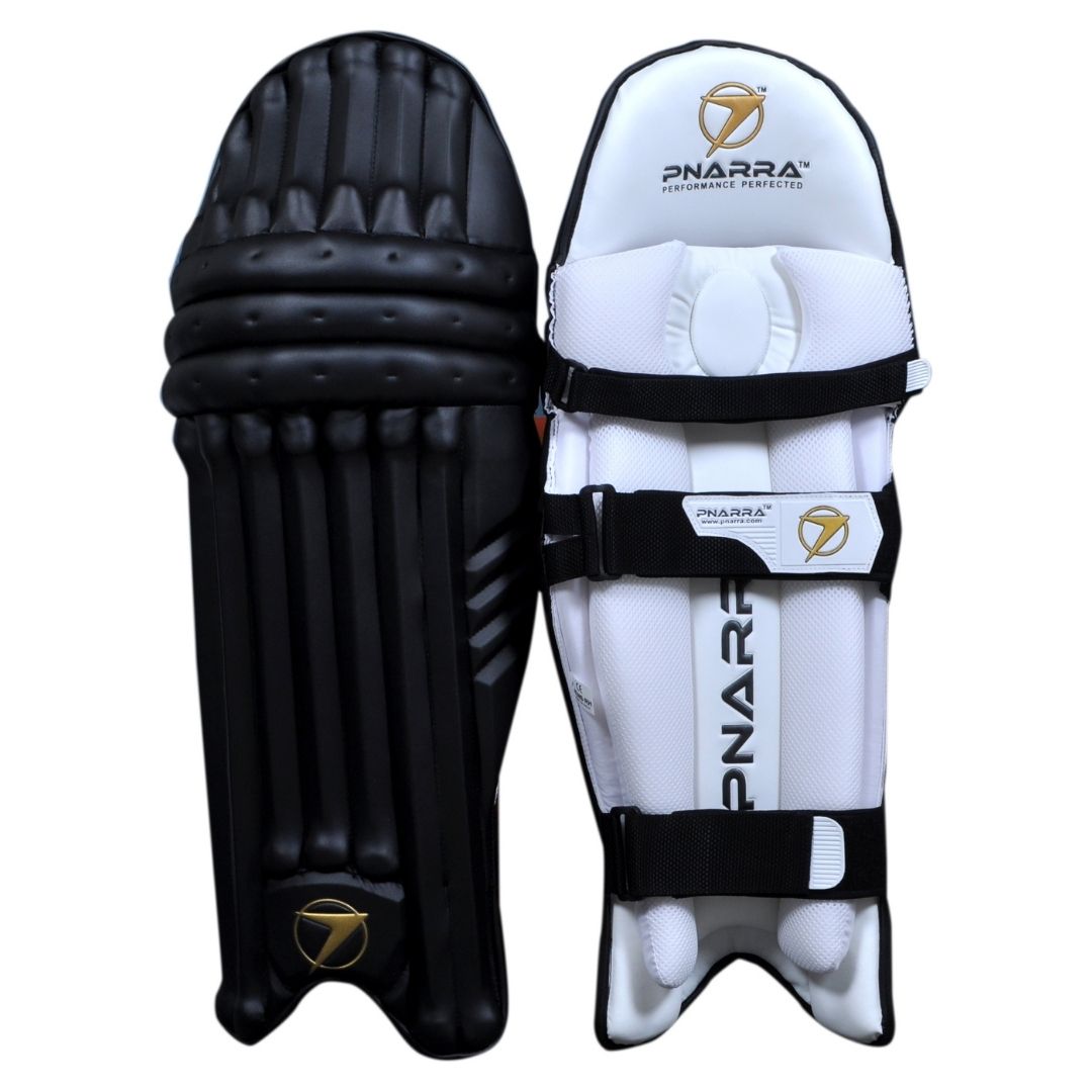 PNARRA black batting pads with bold look and durable, high-impact padding