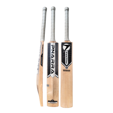 PNARRA Performance Edition English Willow Cricket Bat displaying full profile with mid-to-low sweet spot and thick edges