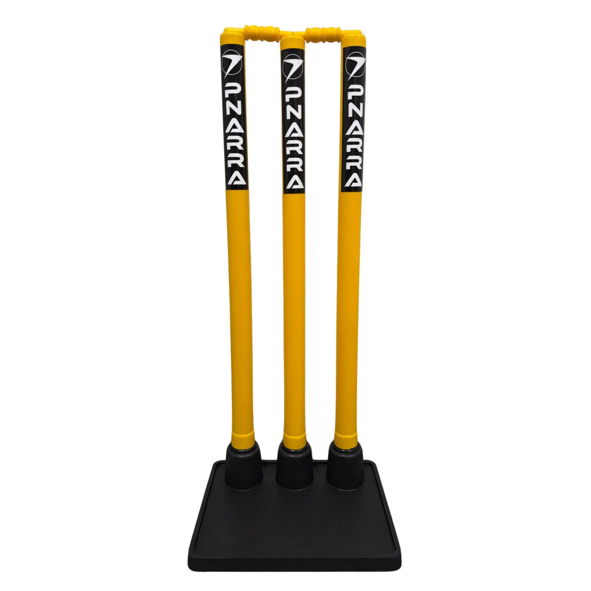 Yellow Cricket Plastic Stumps with black bases - PNARRA