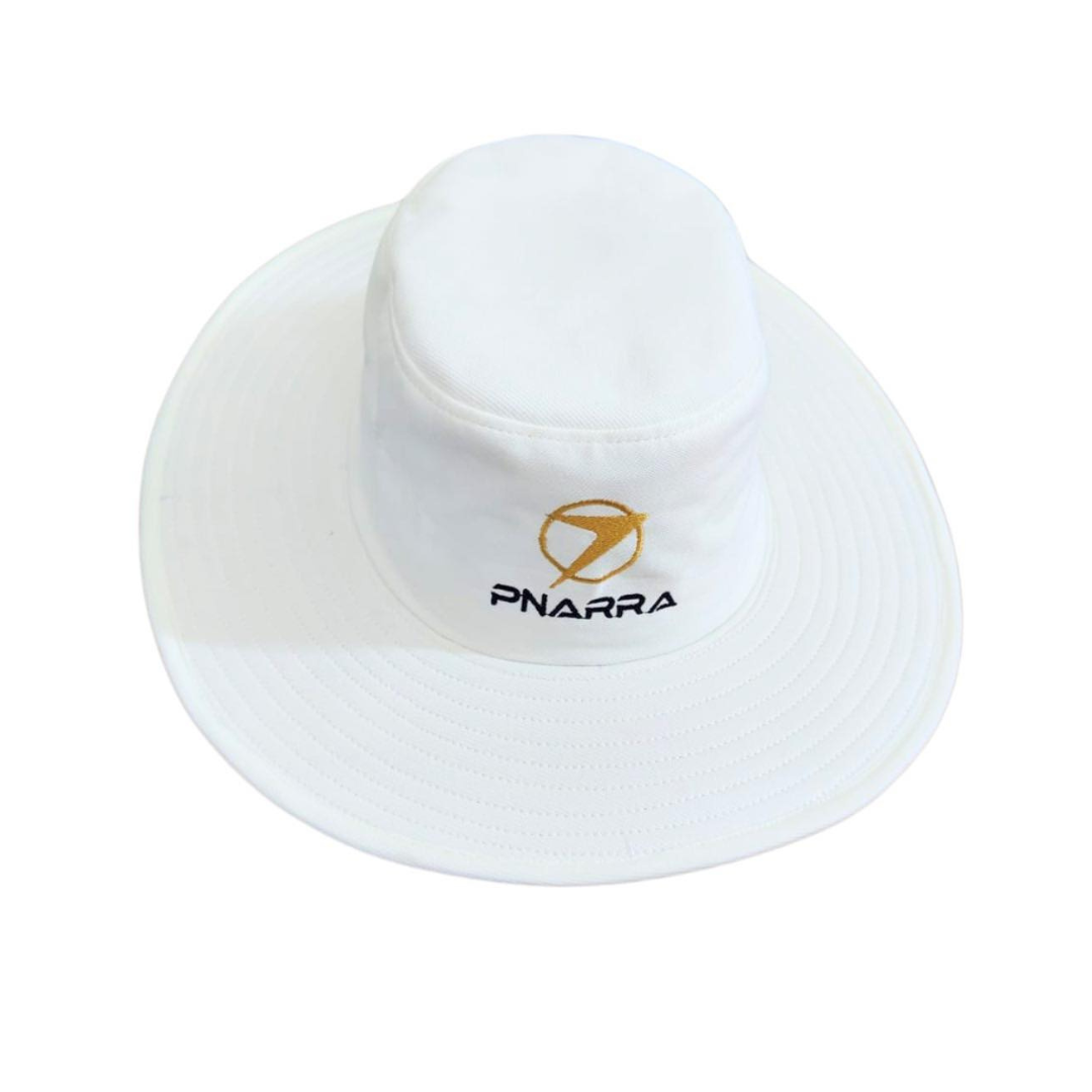 PNARRA Premium White Umpire Hat with wide brim for sun protection