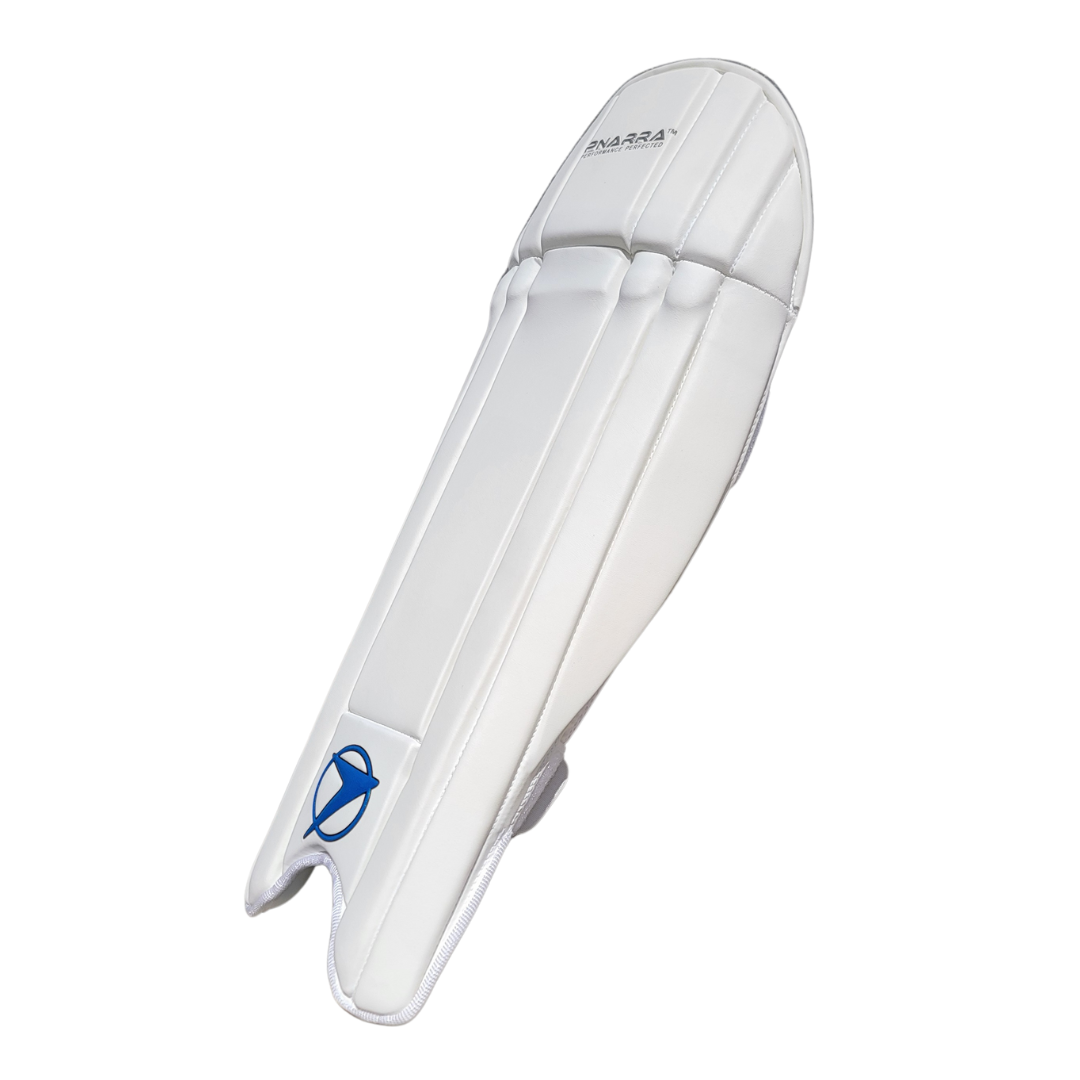 PNARRA White Wicket Keeping Pads featuring lightweight construction for enhanced agility